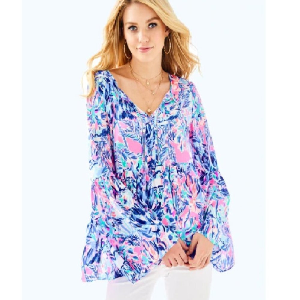 Cabana Cocktail Kahli Top Long Bell Sleeve Top